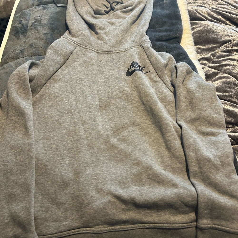 Nike Womens Funnel Neck Hoodie Size M Gray Long Sleeve Pullover